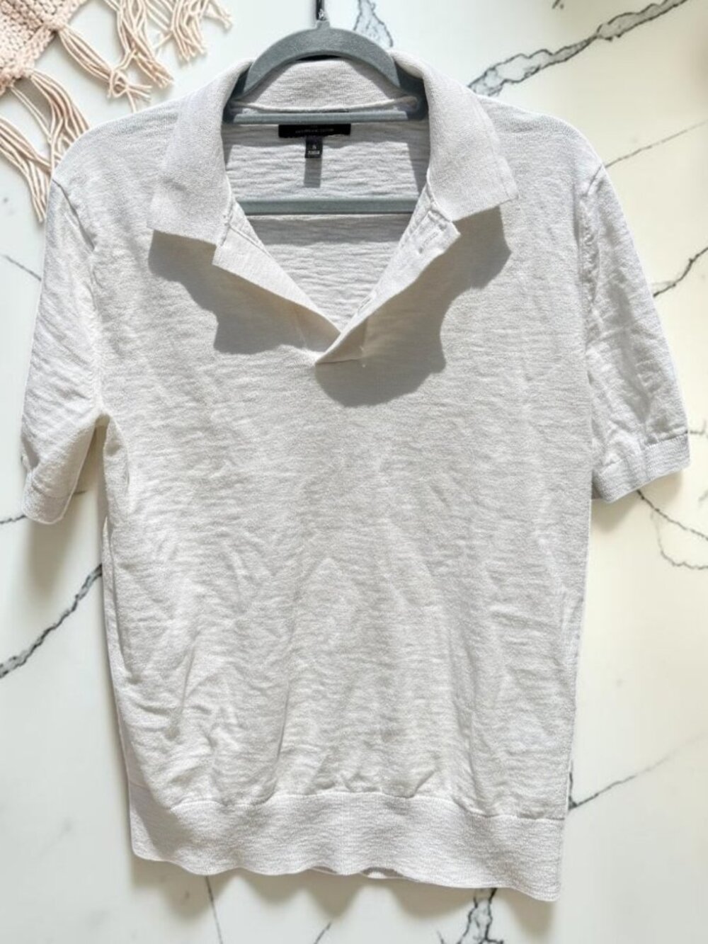Banana Republic Men's 100% Organic Cotton Polo Shirt Size Small Ivory